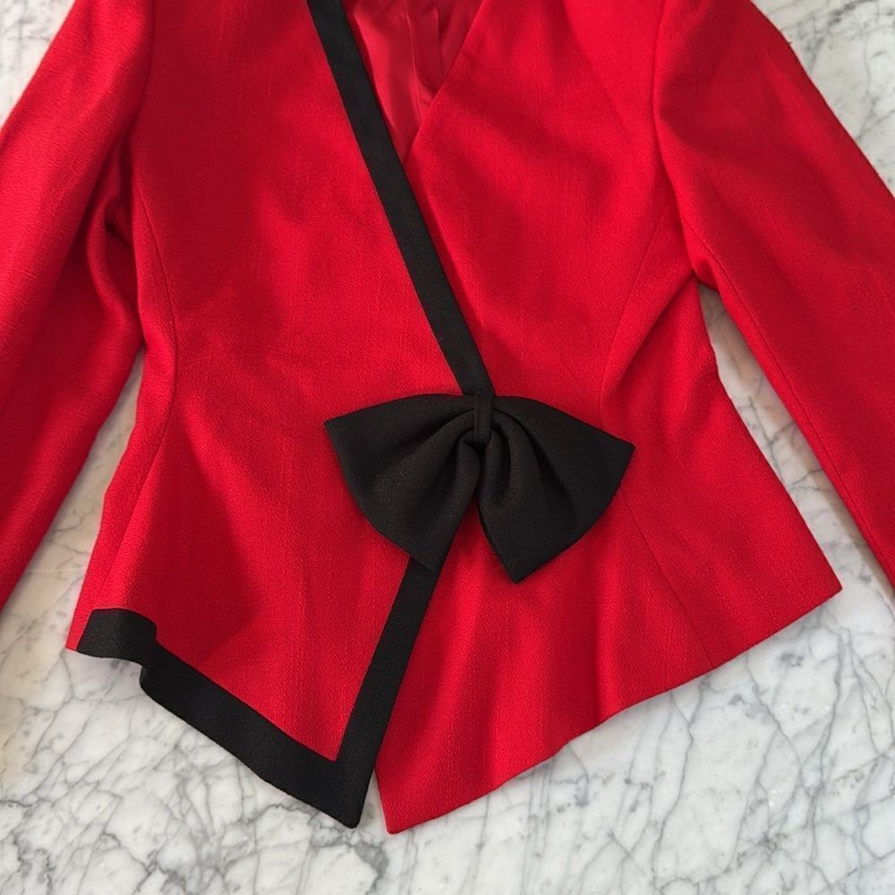 Vintage Blazer Womens Sz 6 Black Red Pointed Hem USA - Picture 2 of 9